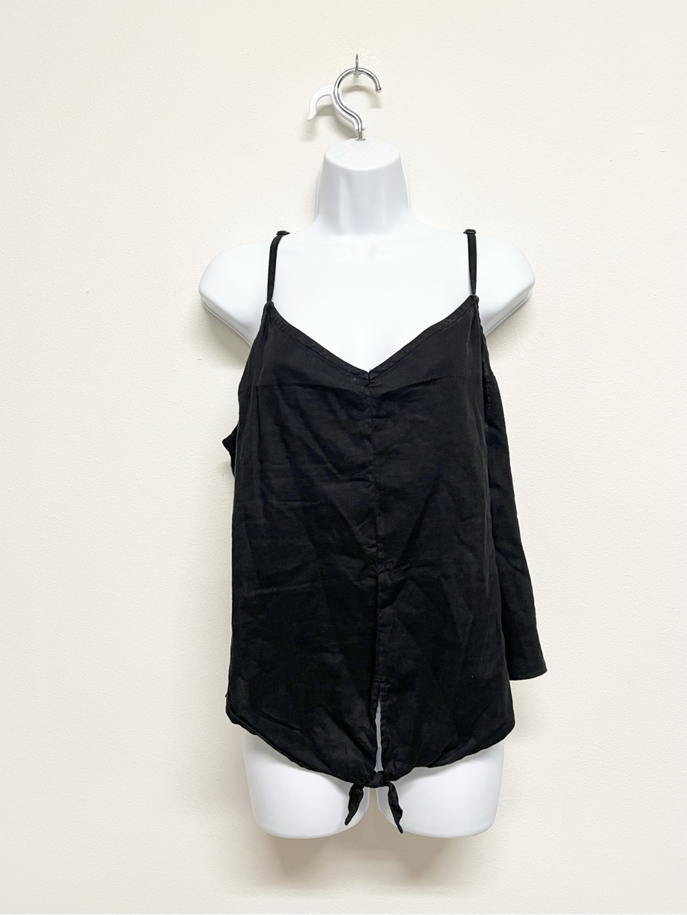 The North Face Womens Classic Black Tie Front Spaghetti Strap Linen Tank Top XL